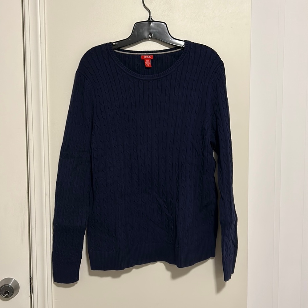 Izod crew neck textured sweater - Navy Blue